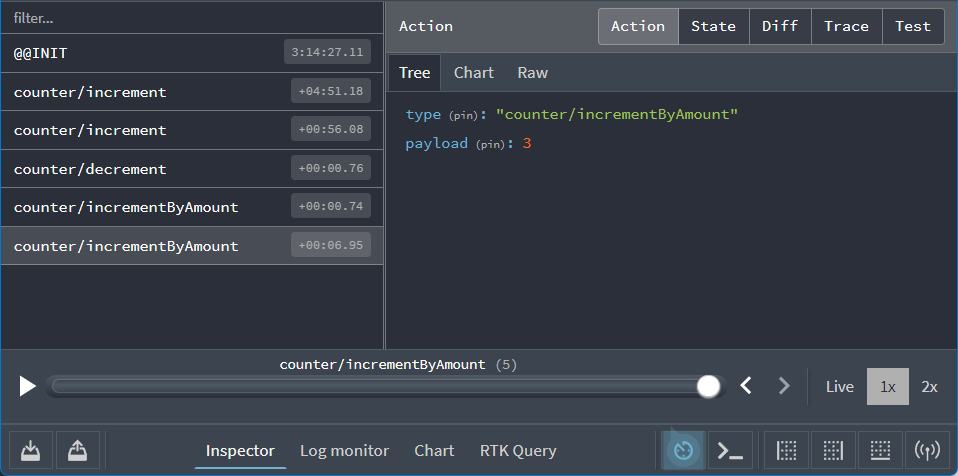 Redux DevTools: ボタン操作完了