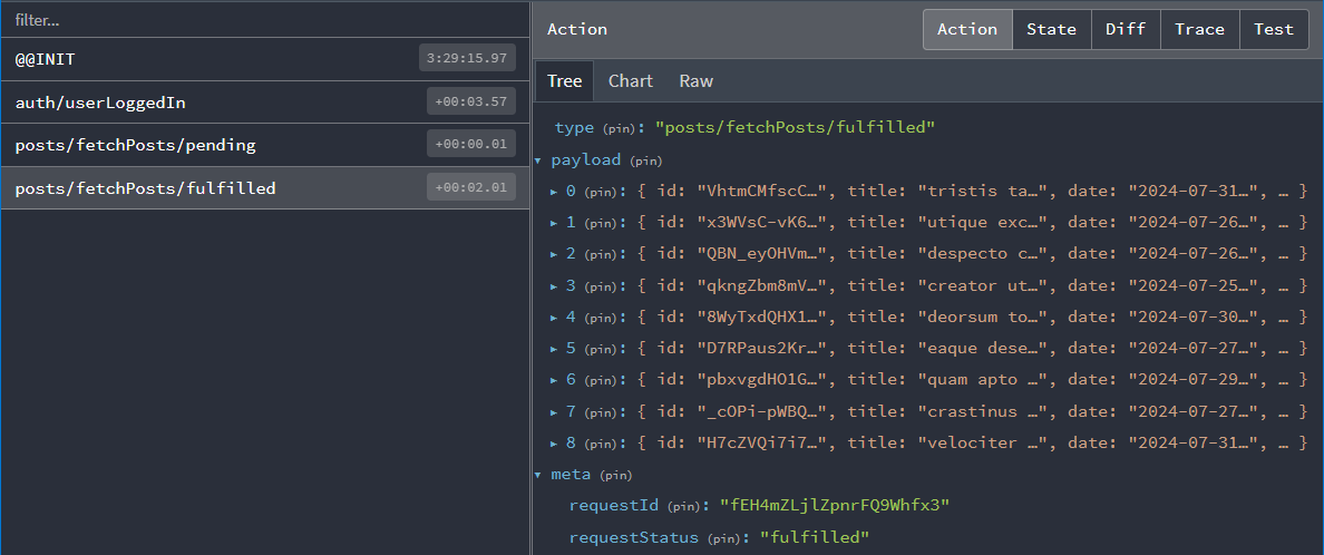 createAsyncThunk: действие posts/pending